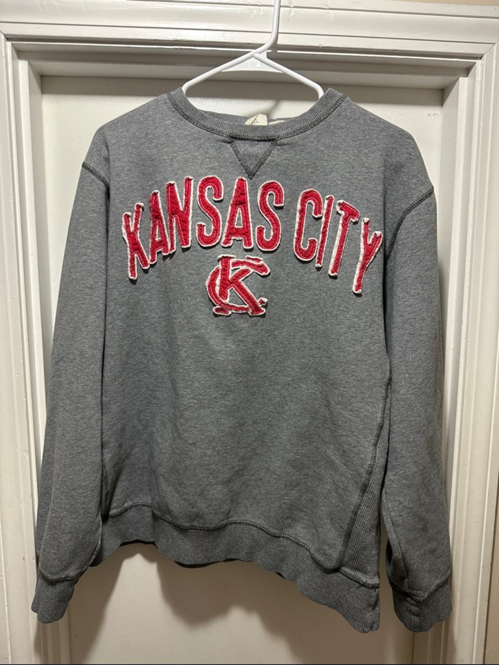 Blue 84 Kansas City Gray Sweatshirt with Red Applique